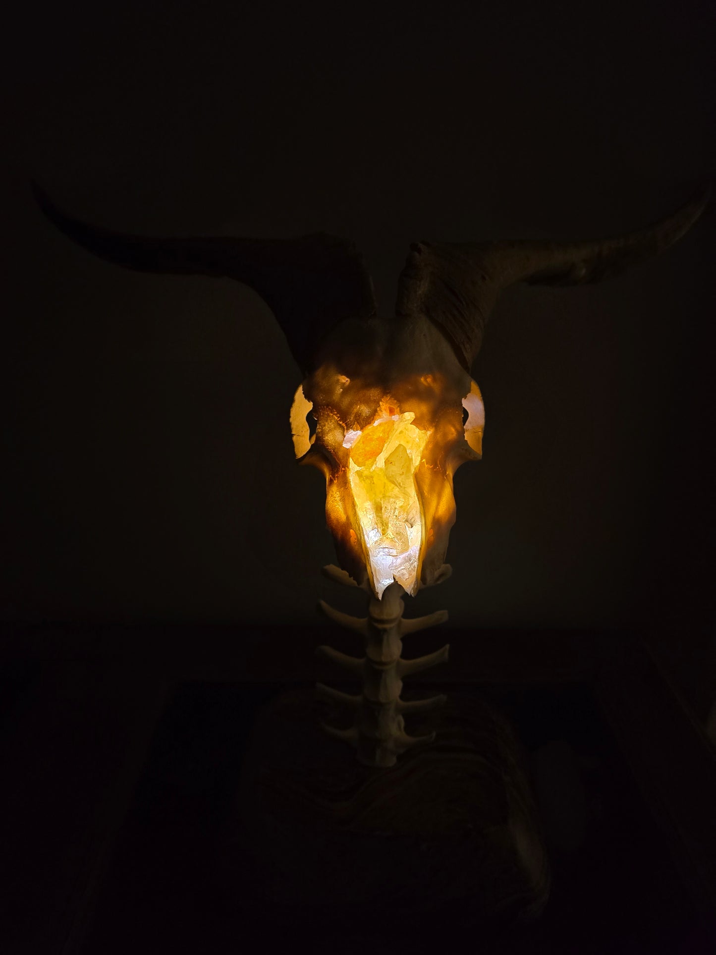 Baphomet's Citrine Spine - Goat skull lamp